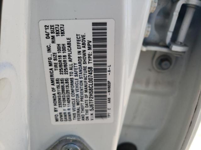 5J6TF2H58CL007458 - 2012 HONDA CROSSTOUR EXL თეთრი ფოტო 13