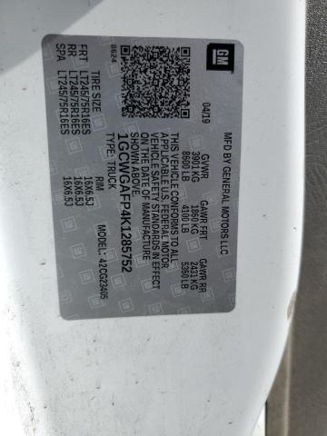 1GCWGAFP4K1285752 - 2019 CHEV EXPRESS G2500 WHITE photo 13