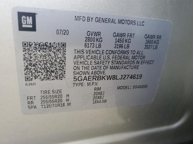 5GAERBKW8LJ274619 - 2020 BUICK ENCLAVE ESSENCE Gümüş foto 13