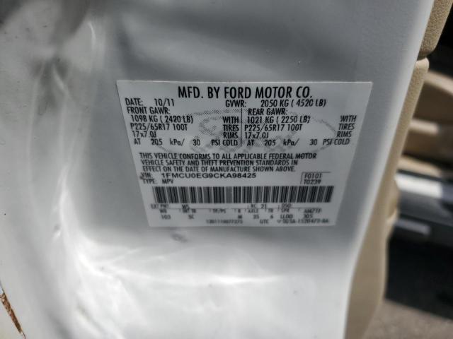 1FMCU0EG9CKA98425 - 2012 FORD ESCAPE LIMITED WHITE photo 13