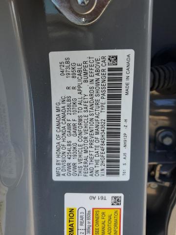 2HGFE4F84SH343622 - 2025 HONDA CIVIC SPORT GRAY photo 12