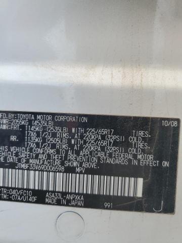 JTMBF33V69D006598 - 2009 TOYOTA RAV4 WHITE photo 13