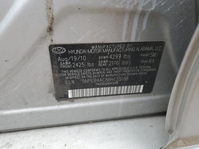 5NPEB4AC8BH133188 - 2011 HYUNDAI SONATA GLS SILVER photo 13