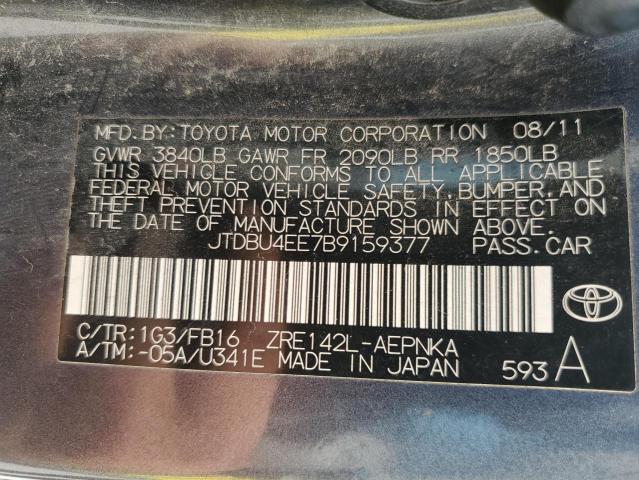 JTDBU4EE7B9159377 - 2011 TOYOTA COROLLA BASE 灰色 照片 12