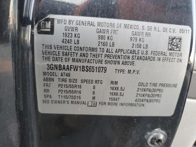 3GNBAAFW1BS651079 - 2011 CHEVROLET HHR LS BLACK photo 12