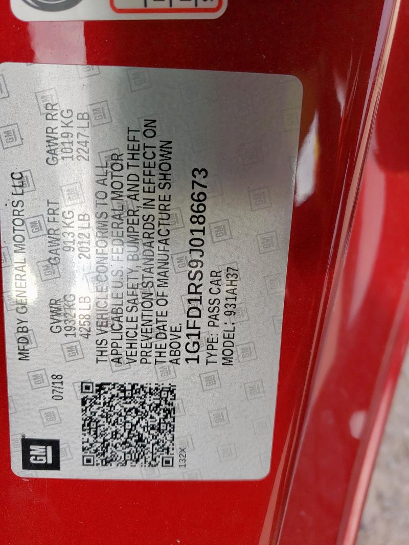 1G1FD1RS9J0186673 - 2018 CHEVROLET CAMARO LT TWO TONE photo 13