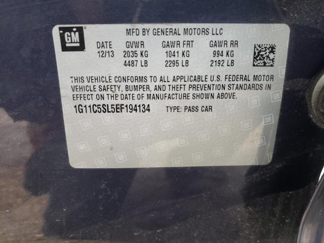 1G11C5SL5EF194134 - 2014 CHEVROLET MALIBU 1LT BLUE photo 10