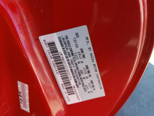 JM1NB353310205754 - 2001 MAZDA MX-5 MIATA BASE RED photo 12