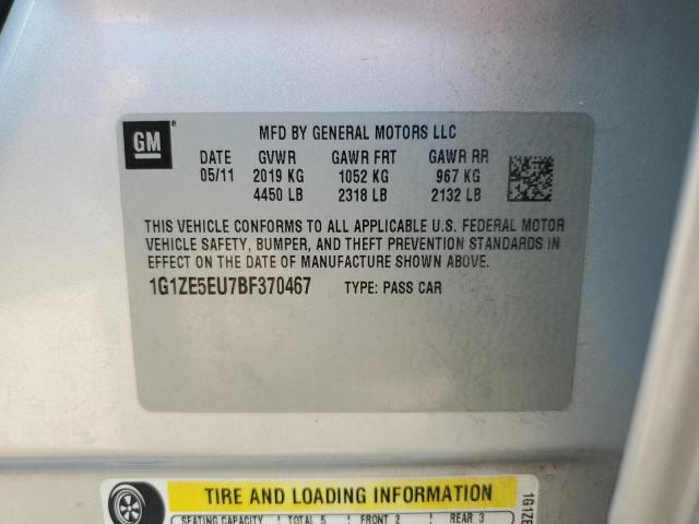 1G1ZE5EU7BF370467 - 2011 CHEVROLET MALIBU LTZ ვერცხლისფერი ფოტო 12