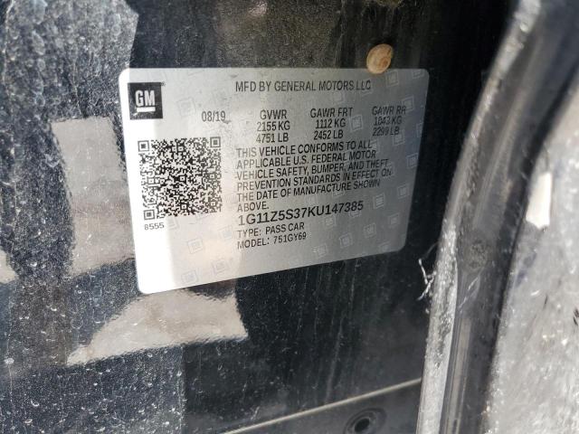 1G11Z5S37KU147385 - 2019 CHEVROLET IMPALA LT Siyah fotoğraf 12