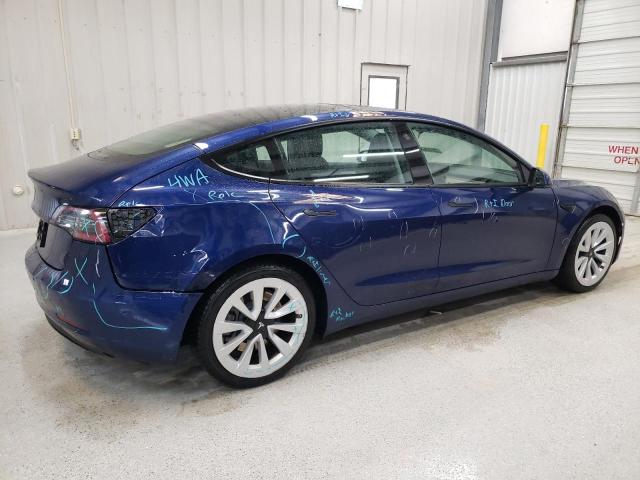 5YJ3E1EA7NF289523 - 2022 TESLA MODEL 3 BLUE photo 3