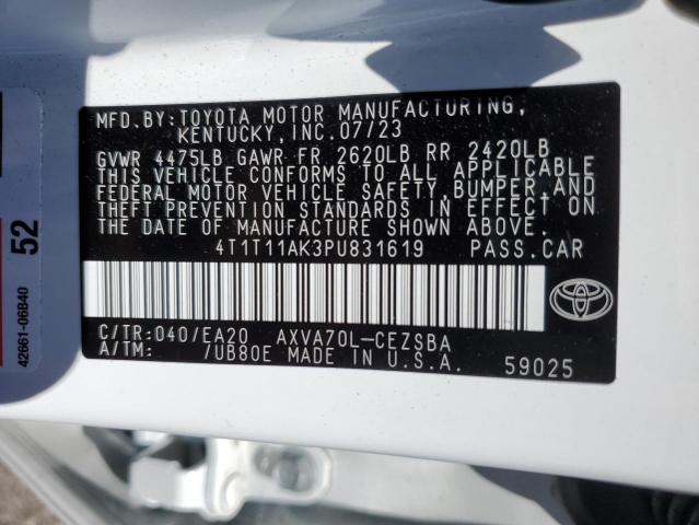 4T1T11AK3PU831619 - 2023 TOYOTA CAMRY SE NIGHT SHADE WHITE photo 12
