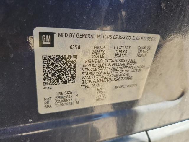 3GNAXHEV9JS627896 - 2018 CHEVROLET EQUINOX LS BLUE photo 13