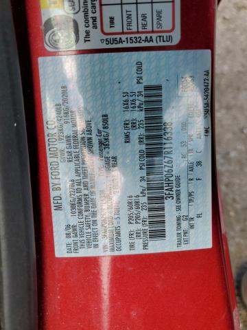 3FAHP06Z67R116338 - 2007 FORD FUSION S RED photo 13