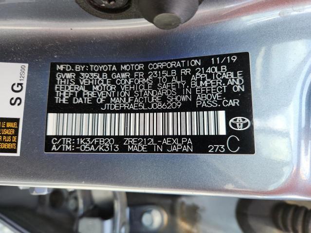 JTDEPRAE5LJ086209 - 2020 TOYOTA COROLLA LE 蓝色 照片 12