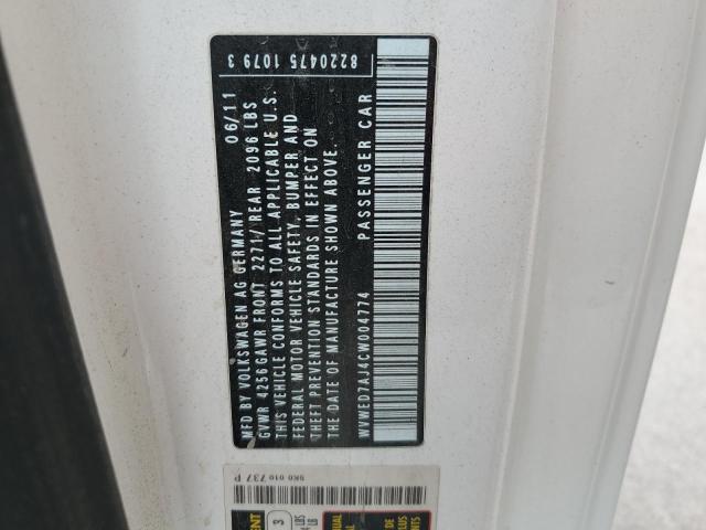 WVWED7AJ4CW004774 - 2012 VOLKSWAGEN GTI WHITE photo 12