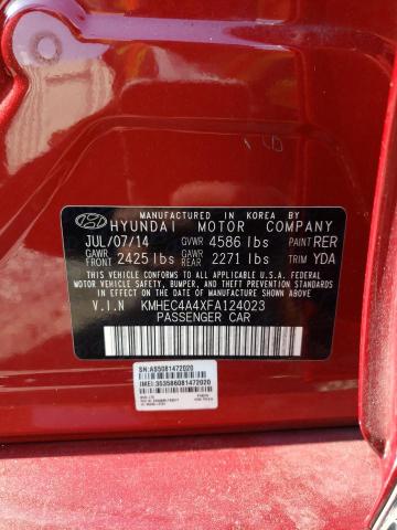 KMHEC4A4XFA124023 - 2015 HYUNDAI SONATA HYBRID RED photo 12