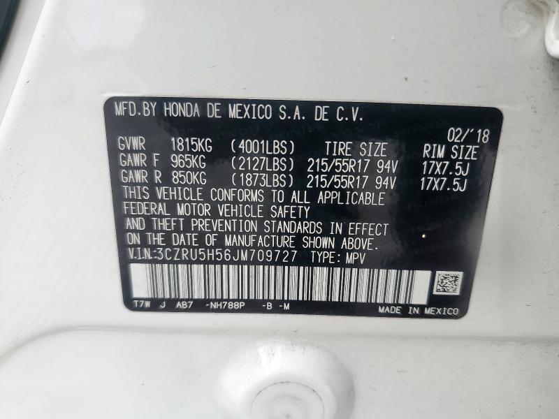 3CZRU5H56JM709727 - 2018 HONDA HR-V EX WHITE photo 13