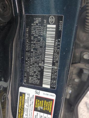 4T1BF1FK8CU031057 - 2012 TOYOTA CAMRY BASE BLACK photo 12