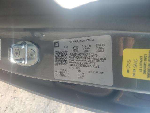 1GCGSCEN5M1202136 - 2021 CHEVROLET COLORADO LT SILVER photo 12