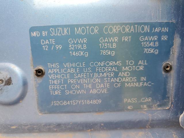 JS2GB41S7Y5184809 - 2000 SUZUKI ESTEEM GL BLUE photo 13