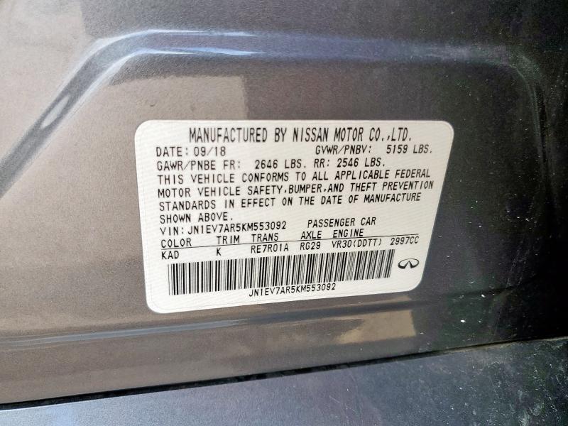 JN1EV7AR5KM553092 - 2019 INFINITI Q50 LUXE SILVER photo 12