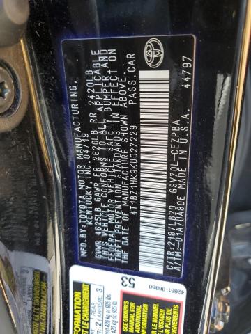 4T1BZ1HK9KU027229 - 2019 TOYOTA CAMRY XSE BLACK photo 12