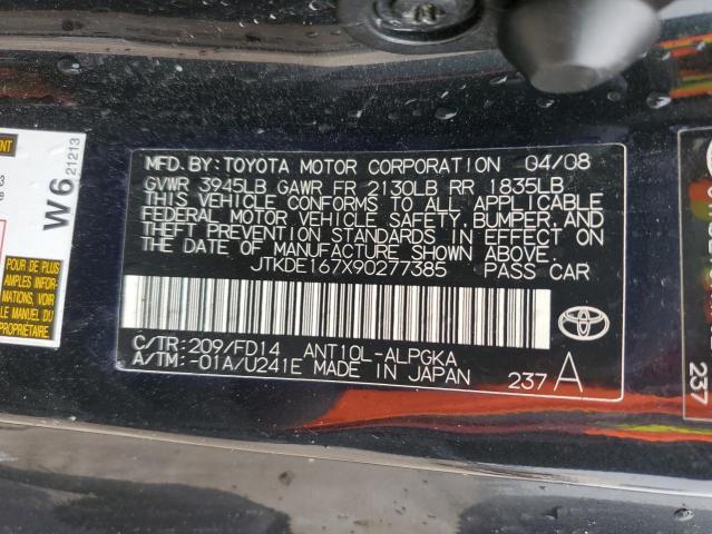 JTKDE167X90277385 - 2009 TOYOTA SCION TC შავი ფოტო 12