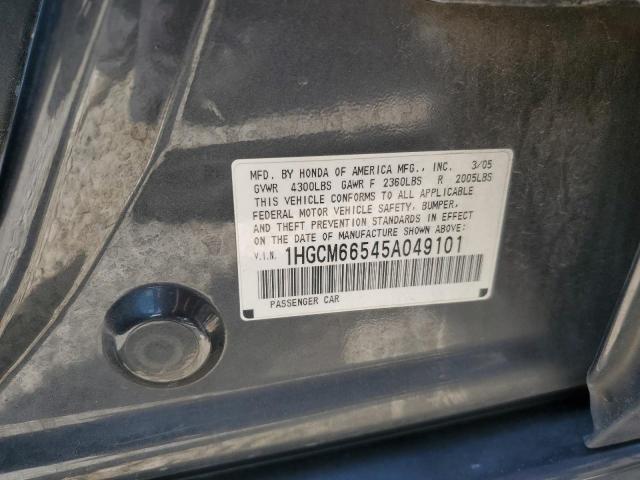 1HGCM66545A049101 - 2005 HONDA ACCORD EX Bleu photo 12
