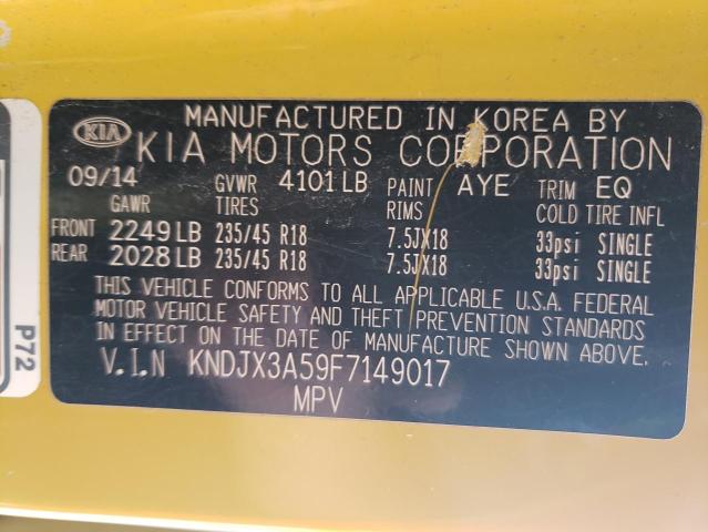 KNDJX3A59F7149017 - 2015 KIA SOUL ! YELLOW photo 12