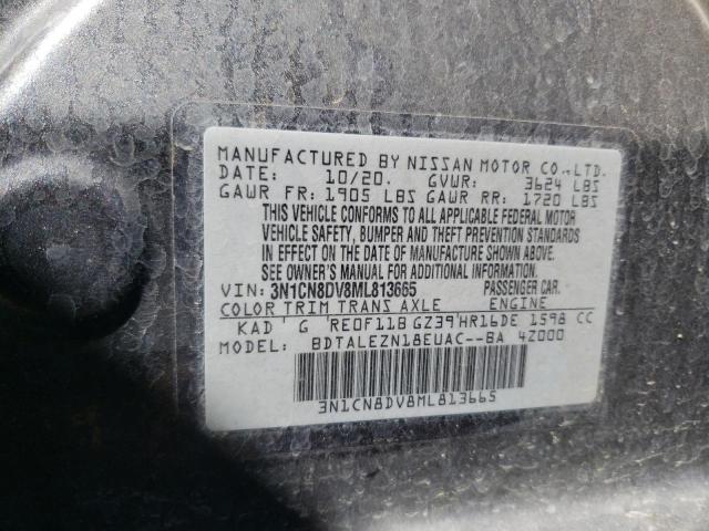 3N1CN8DV8ML813665 - 2021 NISSAN VERSA S GRAY photo 12