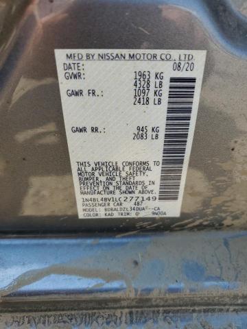 1N4BL4BV1LC277149 - 2020 NISSAN ALTIMA S GRAY photo 12