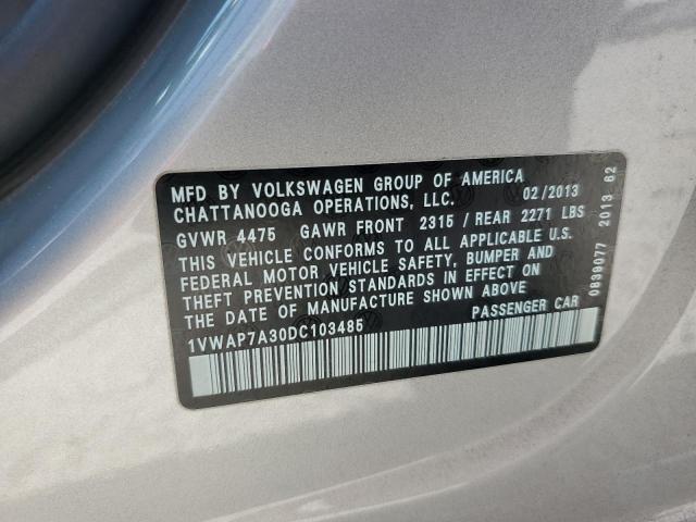 1VWAP7A30DC103485 - 2013 VOLKSWAGEN PASSAT S Gümüş foto 12
