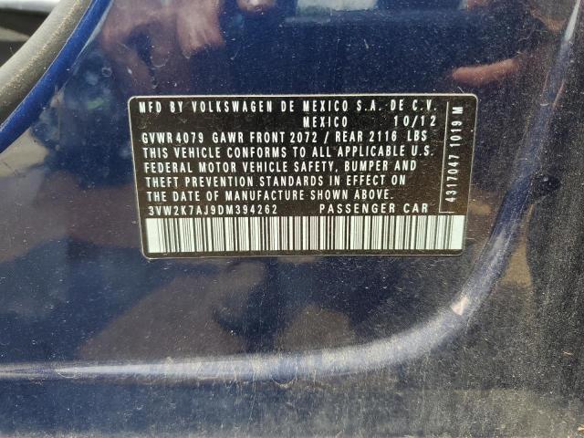 3VW2K7AJ9DM394262 - 2013 VOLKSWAGEN JETTA BASE 蓝色 照片 12