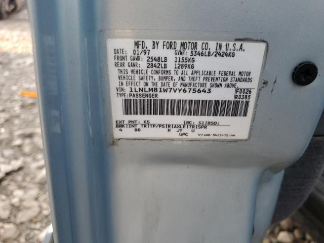 1LNLM81W7VY675643 - 1997 LINCOLN TOWN CAR EXECUTIVE BLUE photo 12