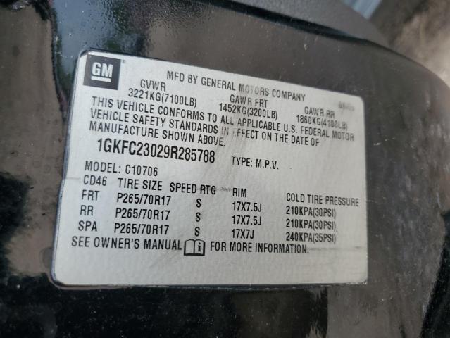 1GKFC23029R285788 - 2009 GMC YUKON SLE BLACK photo 13