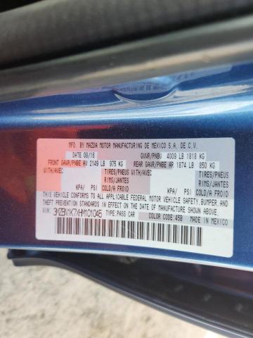 3MZBN1K7XHM101045 - 2017 MAZDA 3 SPORT BLUE photo 12