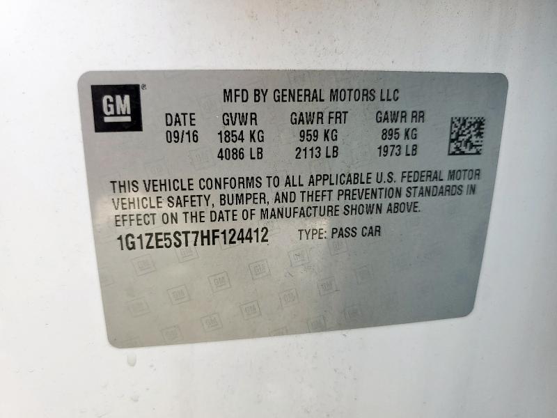 1G1ZE5ST7HF124412 - 2017 CHEVROLET MALIBU LT WHITE photo 12