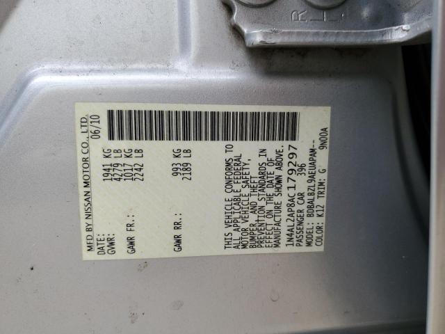 1N4AL2AP8AC179297 - 2010 NISSAN ALTIMA BASE SILVER photo 12