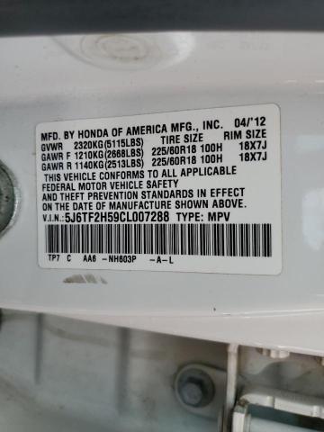 5J6TF2H59CL007288 - 2012 HONDA CROSSTOUR EXL თეთრი ფოტო 14