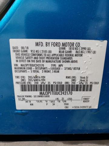 MAJ3P1TE0JC242170 - 2018 FORD ECOSPORT SE BLUE photo 13