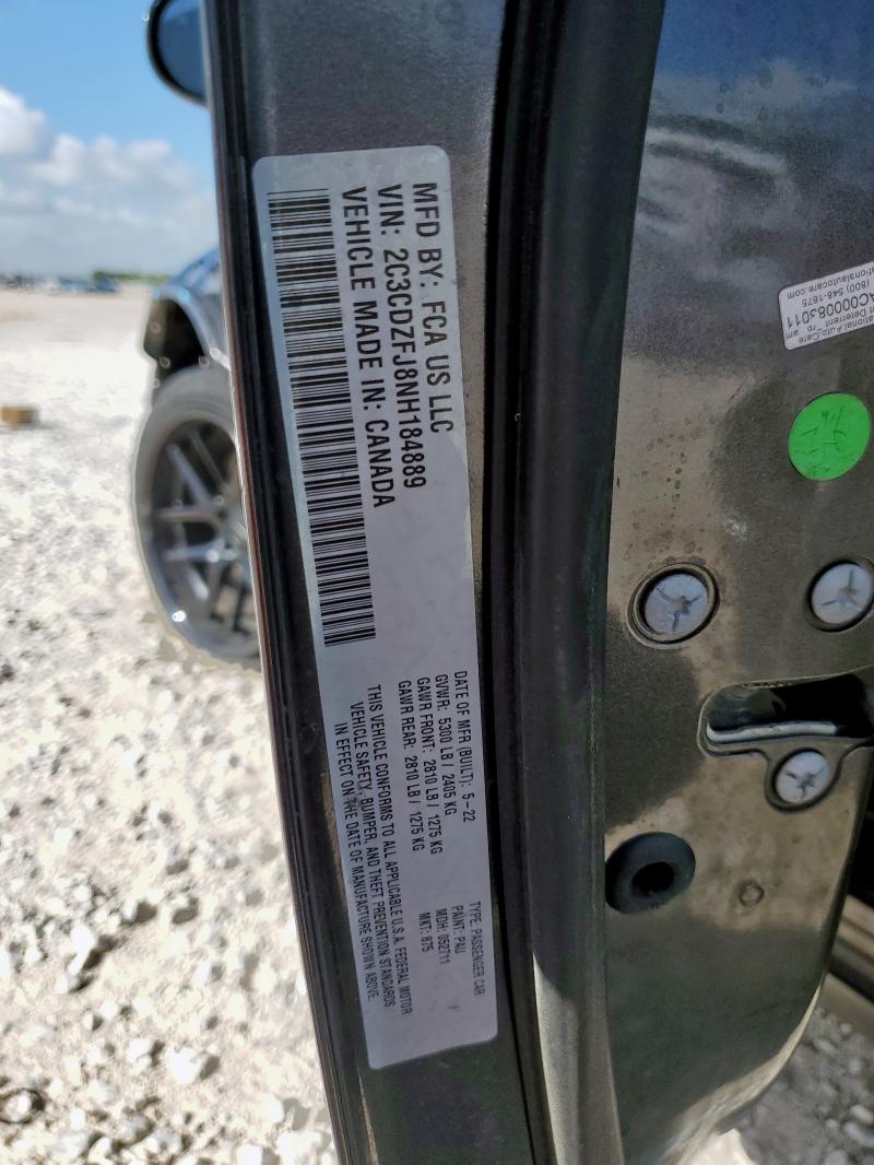 2C3CDZFJ8NH184889 - 2022 DODGE CHALLENGER R/T SCAT PACK GRAY photo 13