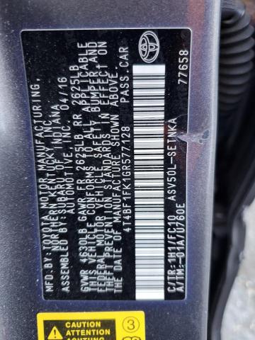 4T4BF1FK1GR577128 - 2016 TOYOTA CAMRY LE GRAY photo 12