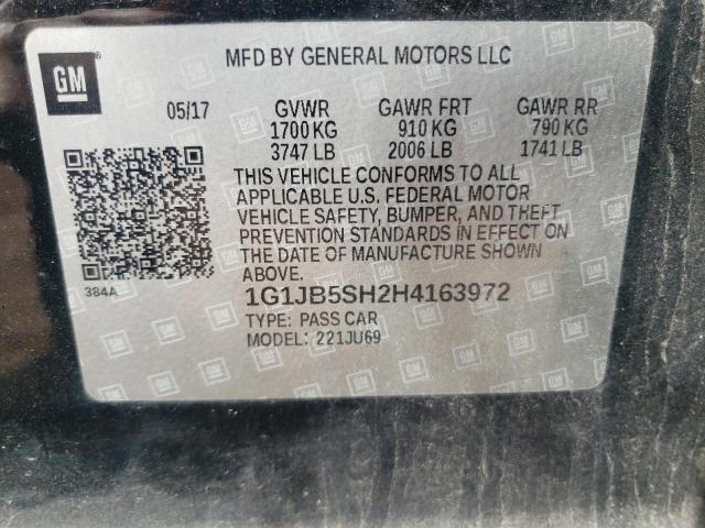 1G1JB5SH2H4163972 - 2017 CHEVROLET SONIC LS 黑色 照片 12