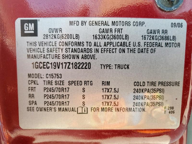 1GCEC19V17Z182220 - 2007 CHEVROLET SILVERADO C1500 CLASSIC BURGUNDY photo 12