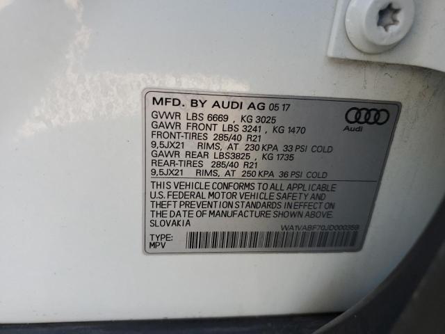 WA1VABF70JD000359 - 2018 AUDI Q7 PRESTIGE WHITE photo 14