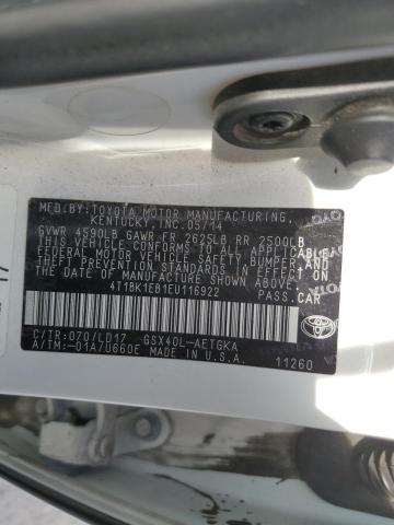 4T1BK1EB1EU116922 - 2014 TOYOTA AVALON BASE 白色 照片 13