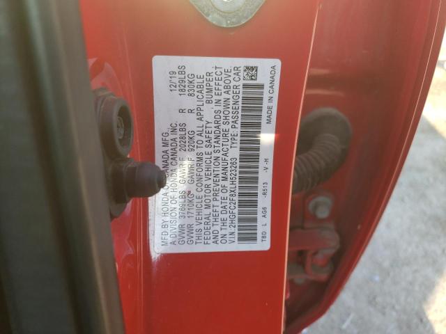 2HGFC2F8XLH523263 - 2020 HONDA CIVIC SPORT RED photo 12