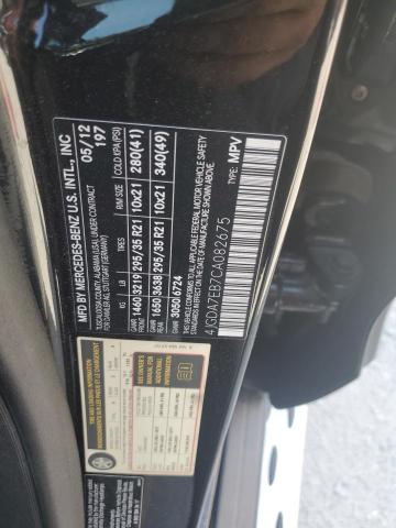 4JGDA7EB7CA082675 - 2012 MERCEDES-BENZ ML 63 AMG BLACK photo 13