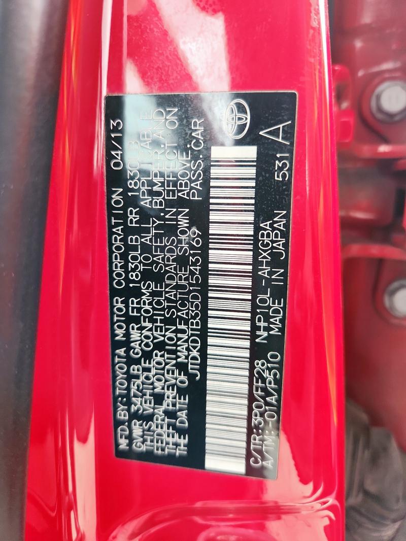 JTDKDTB35D1543169 - 2013 TOYOTA PRIUS C Qırmızı foto 14